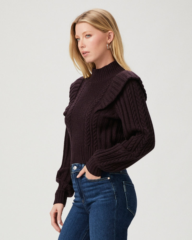 Paige Kate Sweater in Black Cherry – detail