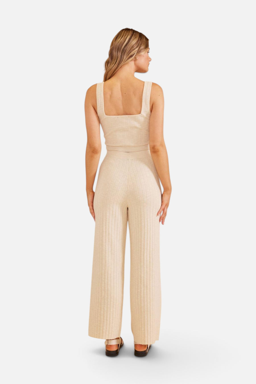 Paige Knit Crop Top in Oatmeal – detail