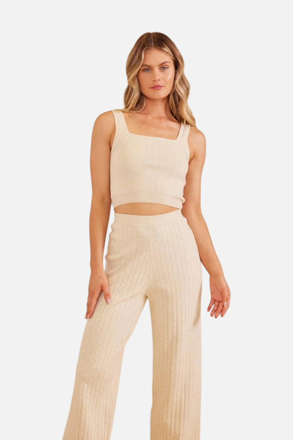 Paige Knit Crop Top in Oatmeal