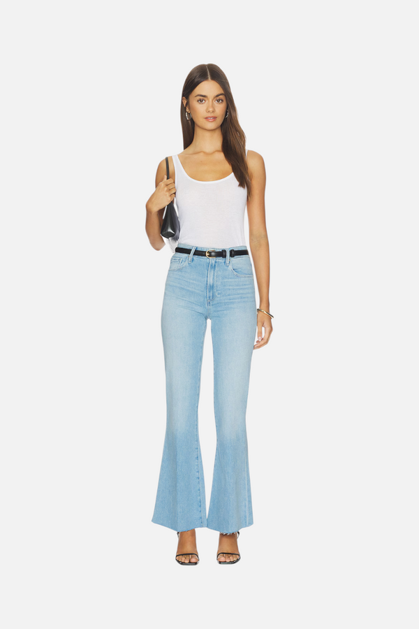 Paige Marlow High Rise Skimmer Flare Jeans in Santorini Sky