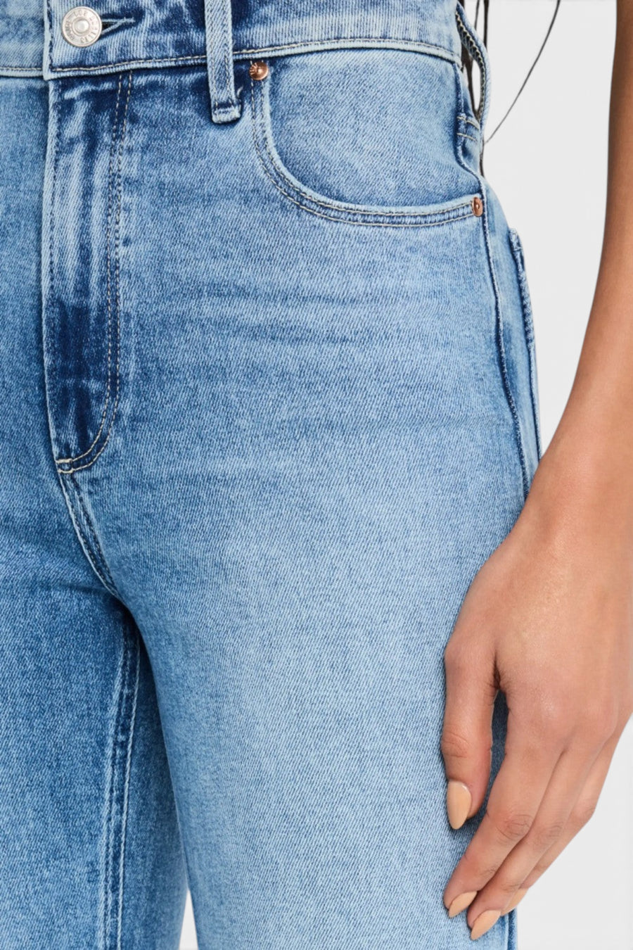 Paige Marlow Skimmer Raw Hem Jeans in Bebop – detail