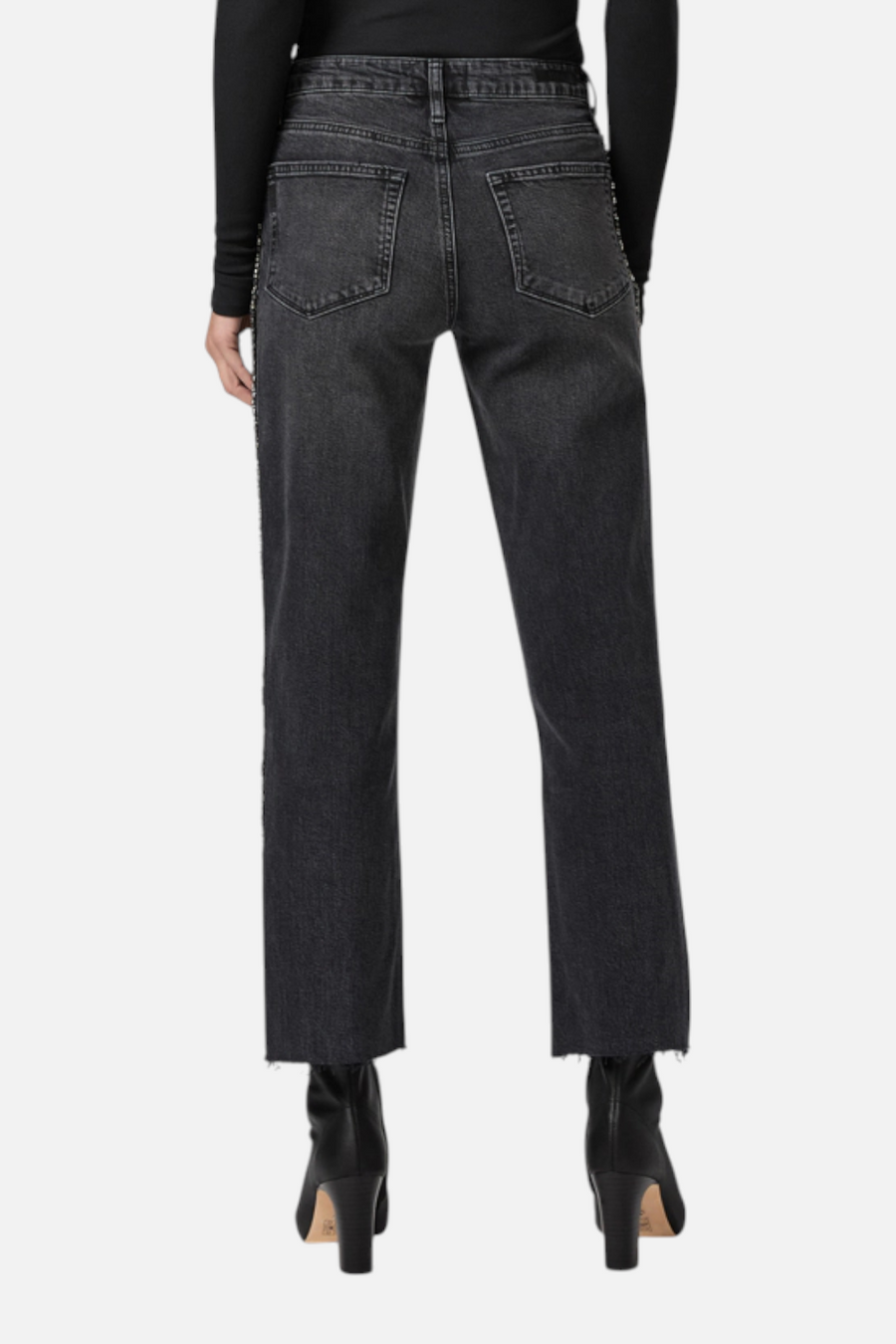 Paige Mason Ankle Jean in Glitz Black Embellished – flat lay