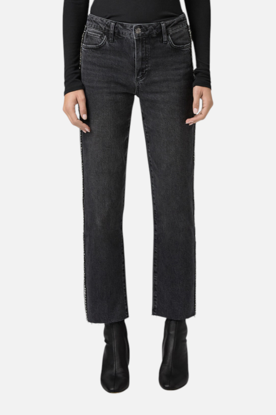 Paige Mason Ankle Jean in Glitz Black Embellished – front view
