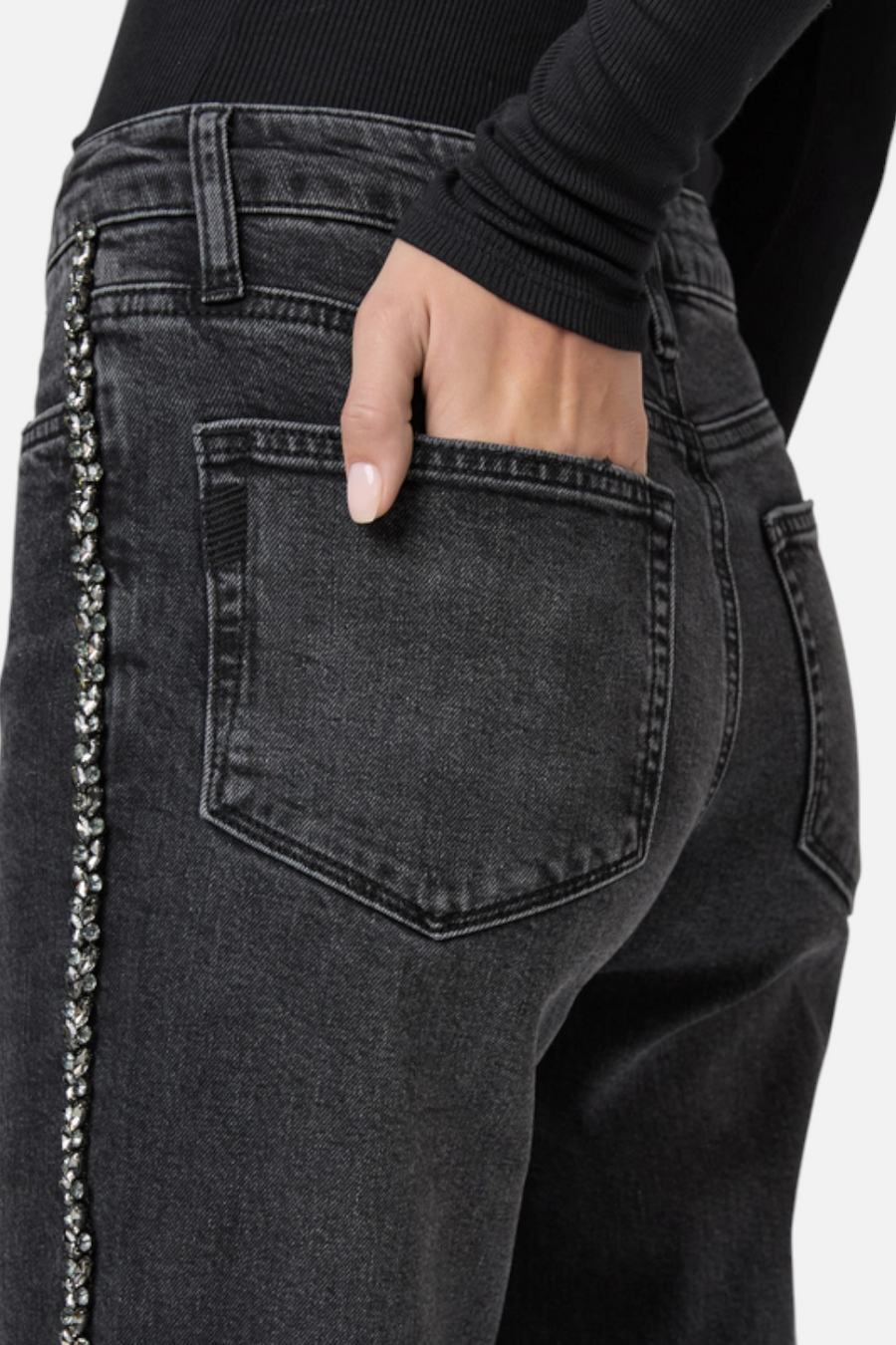 Paige Mason Ankle Jean in Glitz Black Embellished – side view
