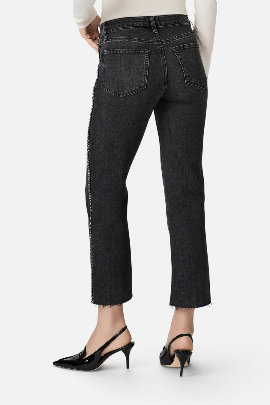 Paige Mason Ankle Straight Jean in Glitz Black Embellished – side view