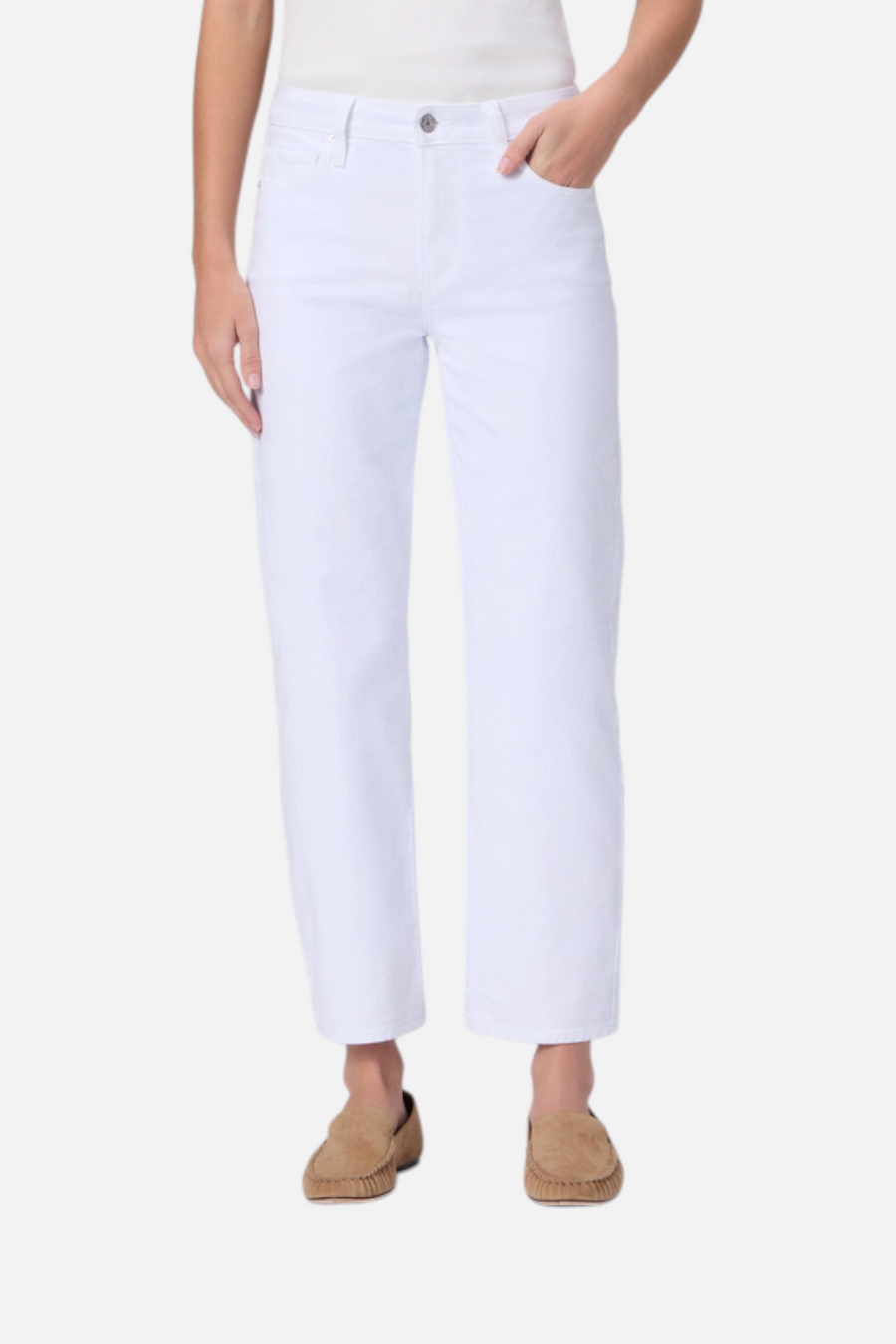 Paige Mason Mid-Rise Straight Ankle Jean in Crisp White – back view