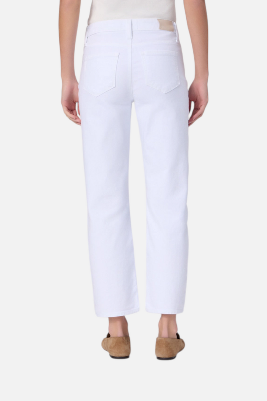 Paige Mason Mid-Rise Straight Ankle Jean in Crisp White – detail