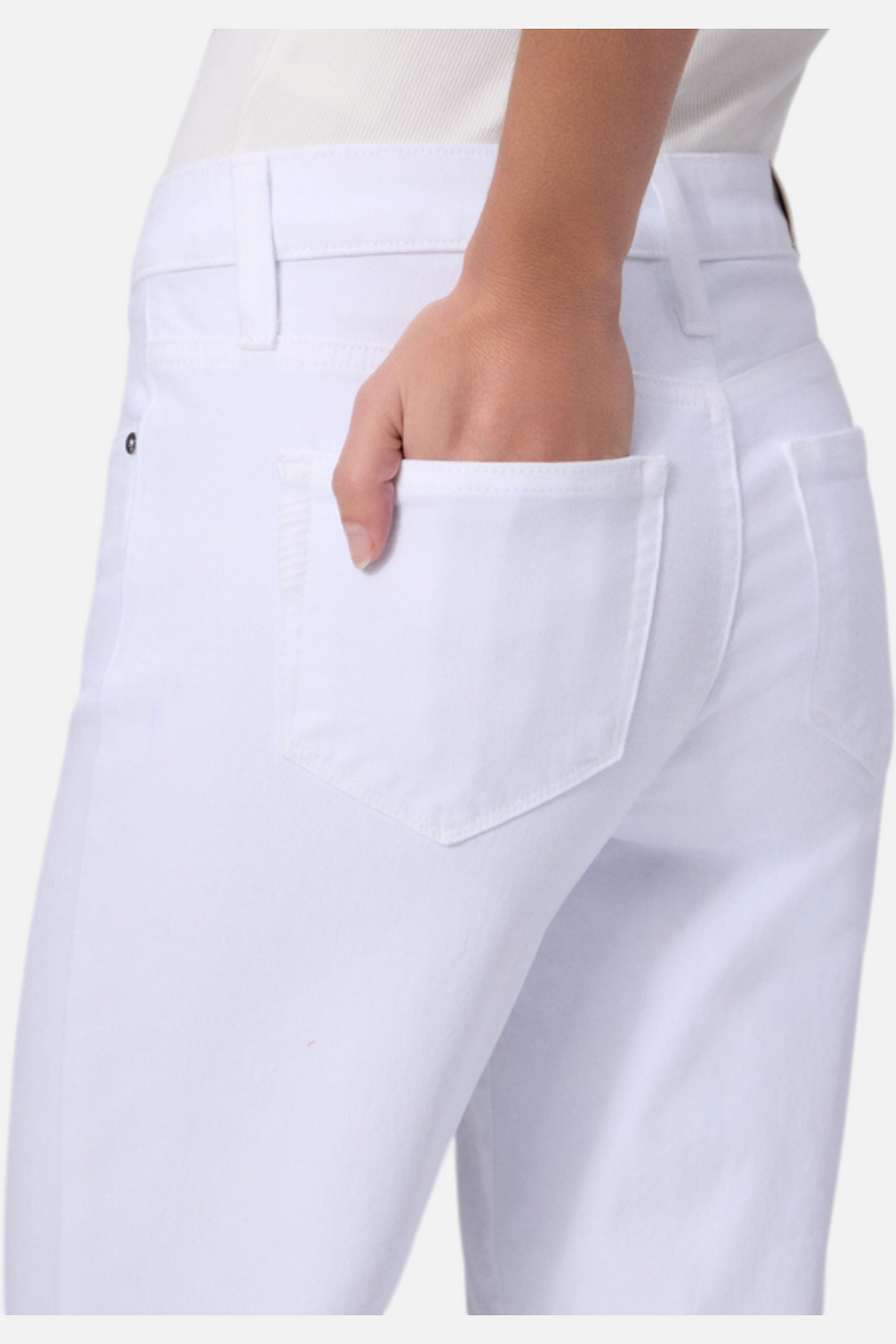 Paige Mason Mid-Rise Straight Ankle Jean in Crisp White – flat lay