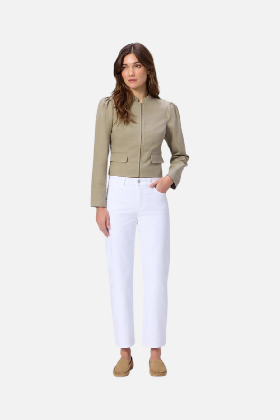Paige Mason Mid-Rise Straight Ankle Jean in Crisp White – front view