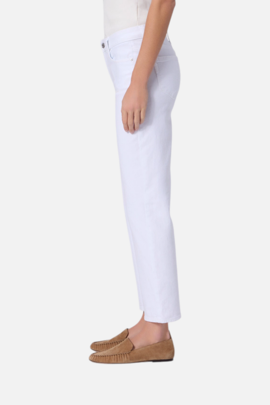Paige Mason Mid-Rise Straight Ankle Jean in Crisp White – side view