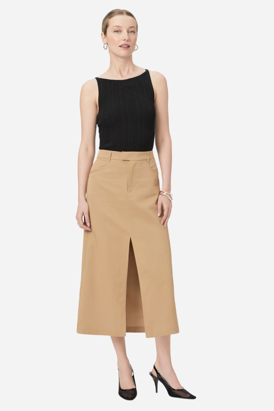 Paige Maureen Skirt in Sandstone – front view