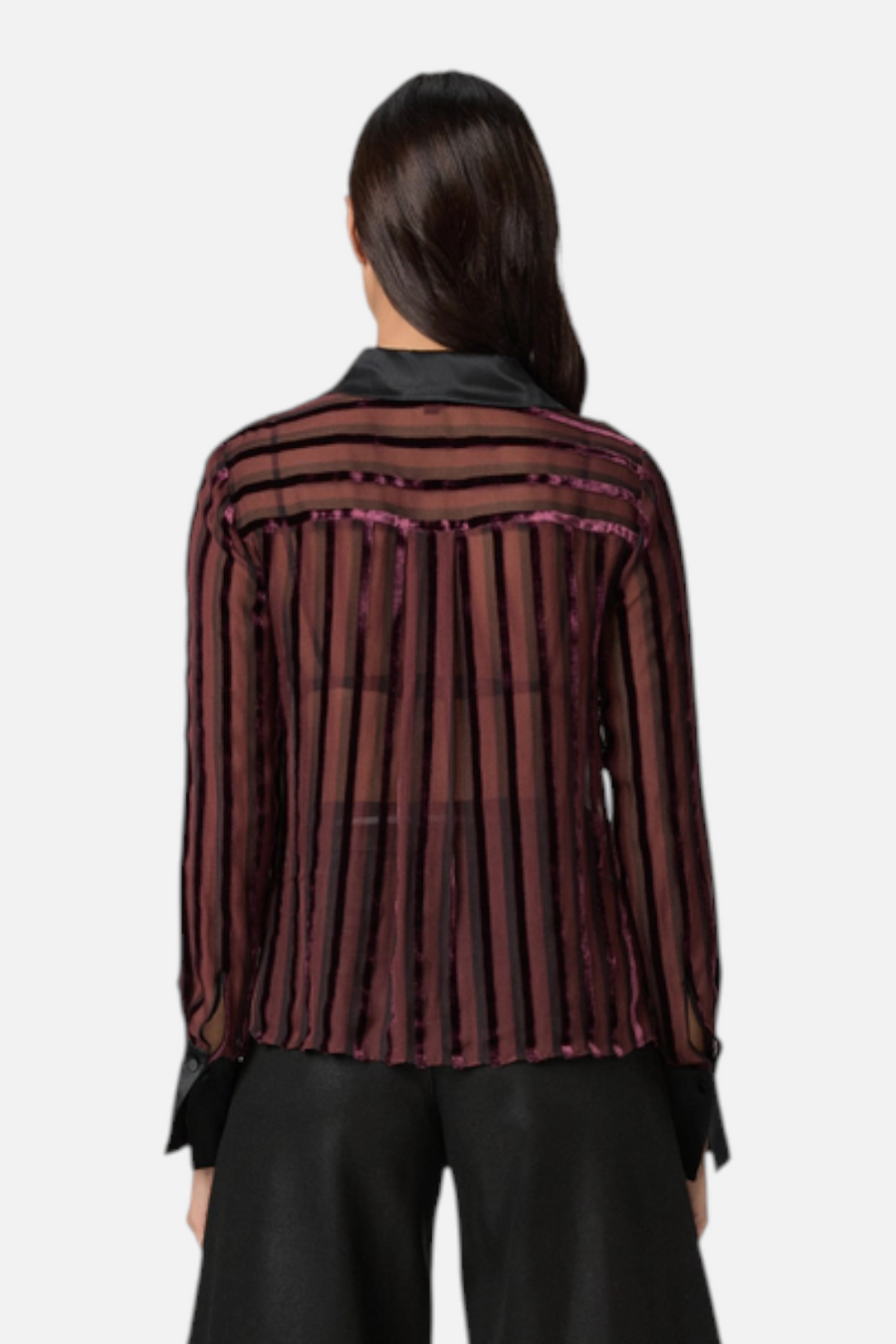 Paige Mazzy Shirt in Aubergine/Black Slik – detail