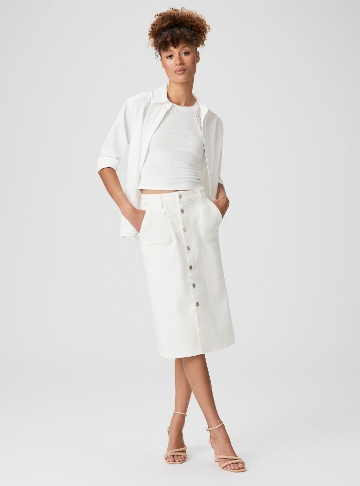 Paige Meadow Midi Skirt Utility Pockets – flat lay
