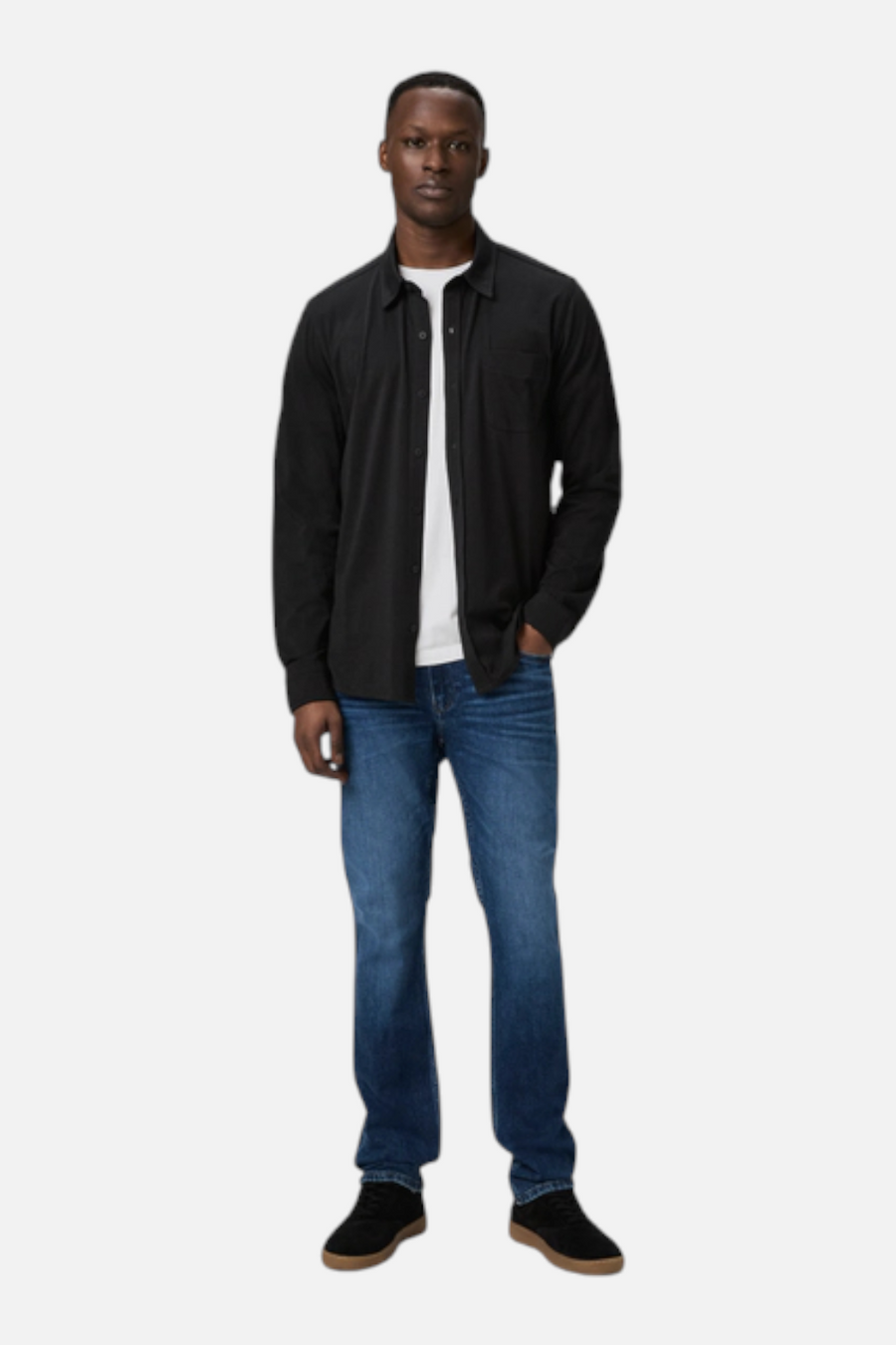 Paige Men's Cosgrove Button Up in Black – detail