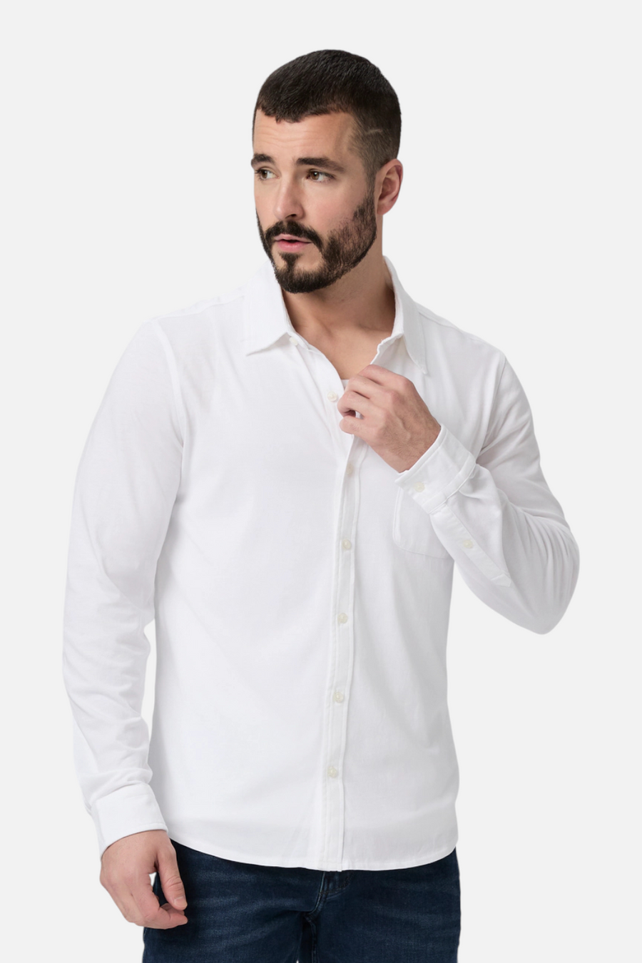 Paige Men's Cosgrove Button Up in White – front view