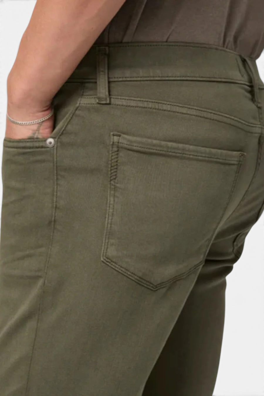 Paige Men's Federal Slim Straight Jean in River Moss – back view