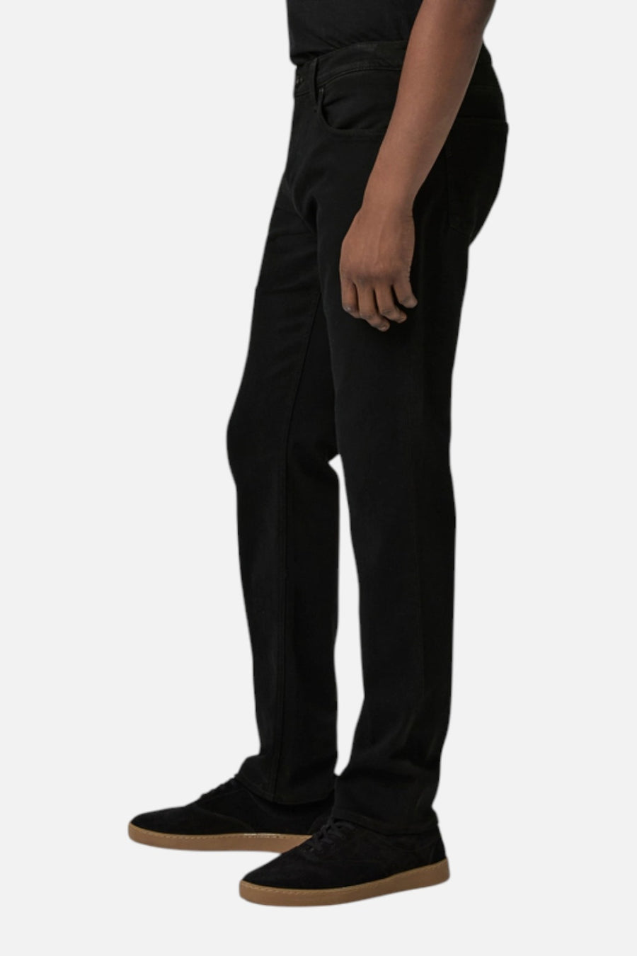 Paige Men's Transcend Normandie Straight Jean in Black Shadow – side view