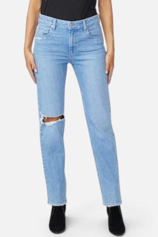 PAIGE Noella Destructed High Rise Straight Leg Jeans in Starcourt Distressed