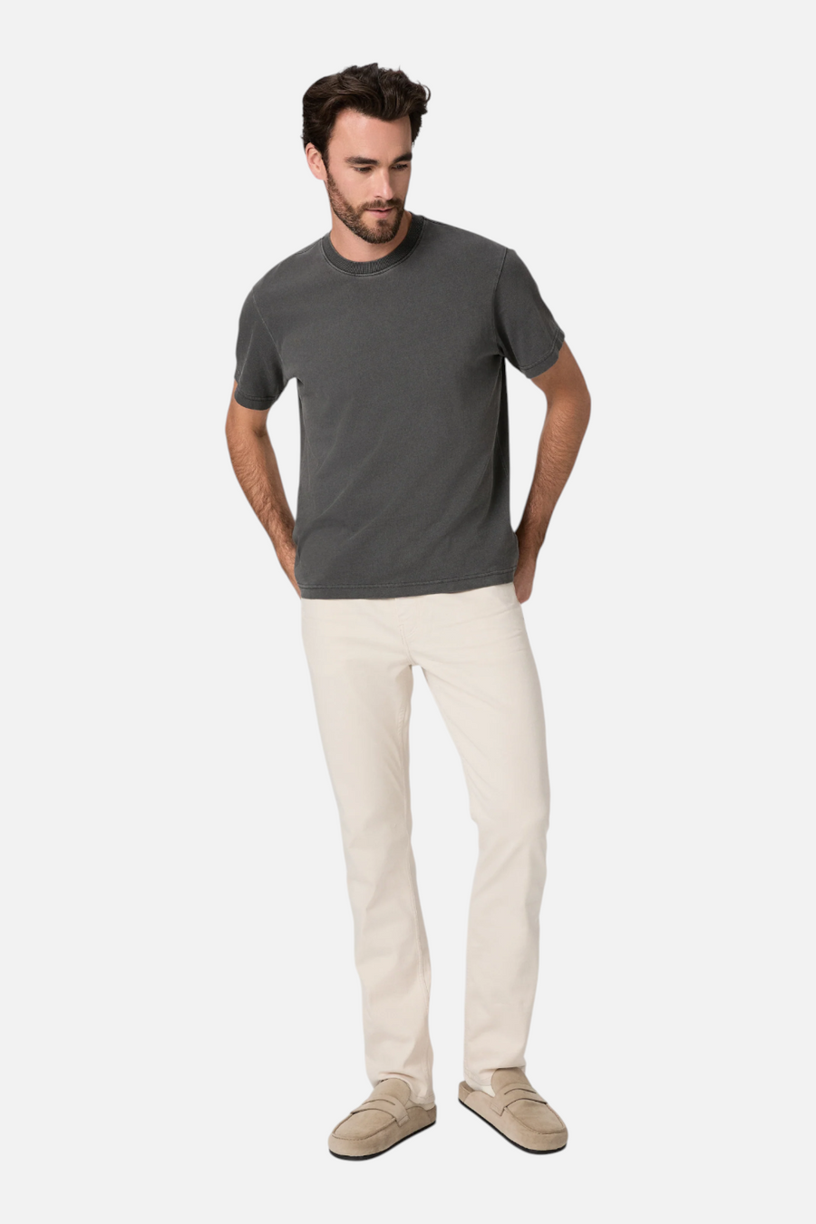 Paige Normandie Straight Leg Denim in Sea Shell – front view