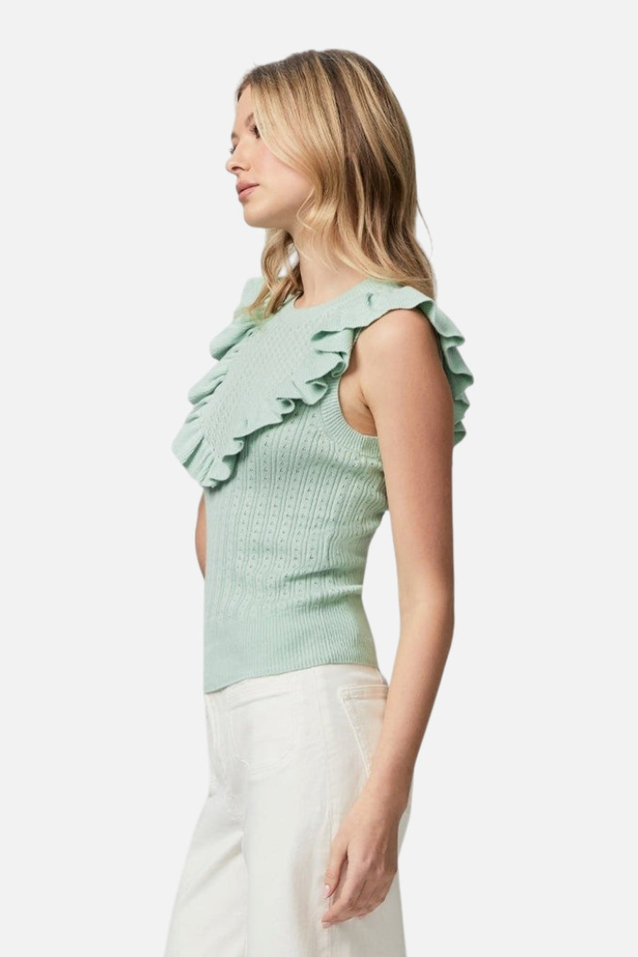 Paige Rosina Top in Morning Dew – side view
