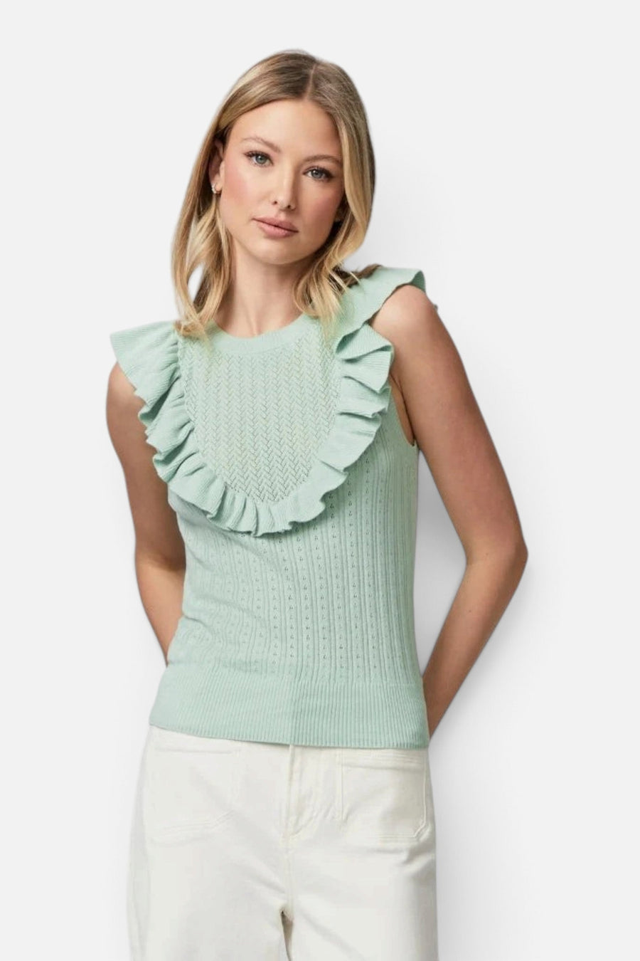 Paige Rosina Top in Morning Dew – side view