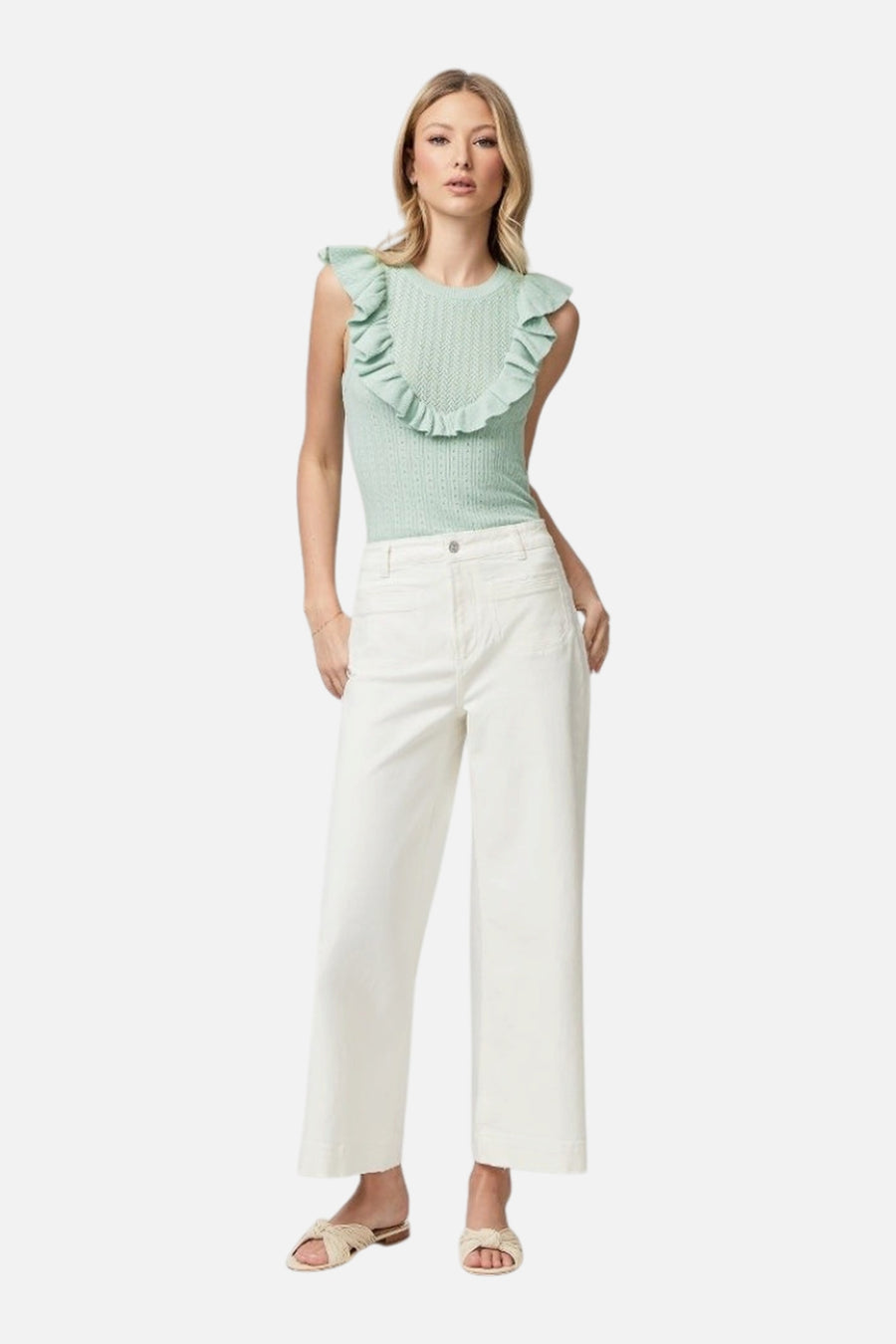 Paige Rosina Top in Morning Dew – side view