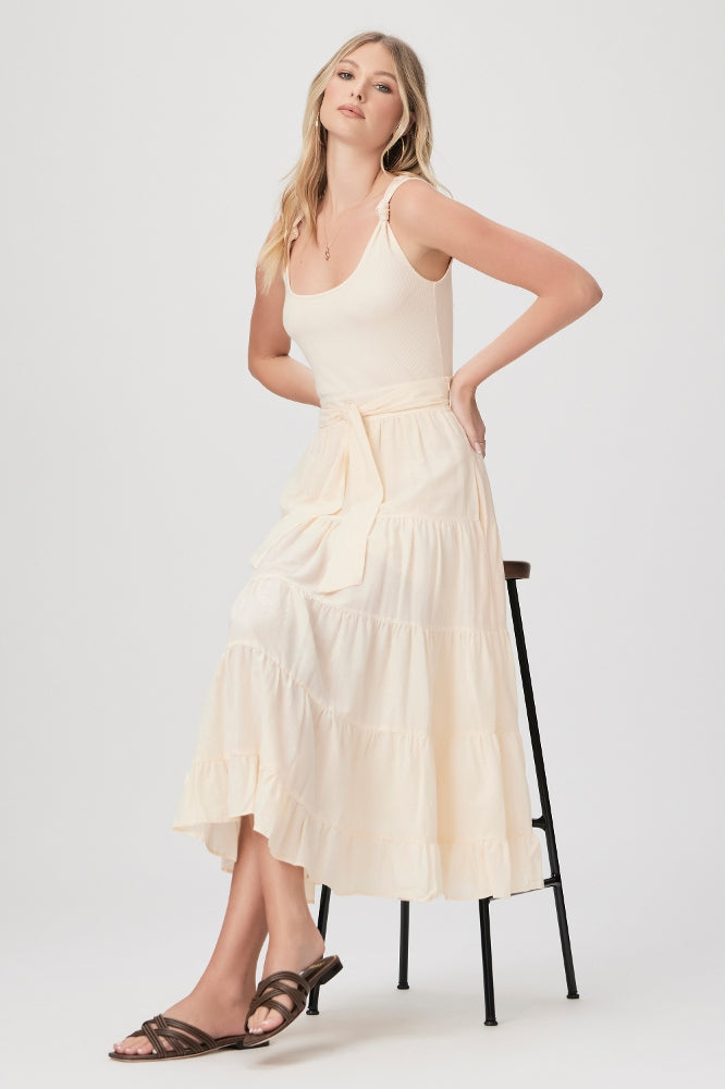 Paige Samosa Dress in Ecru – back view