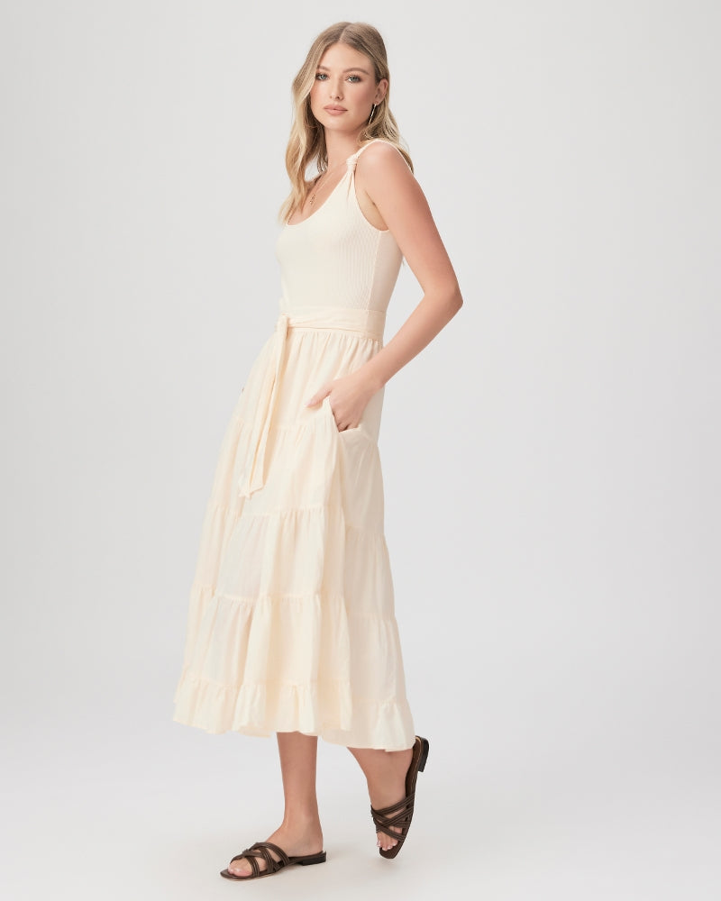 Paige Samosa Dress in Ecru – side view