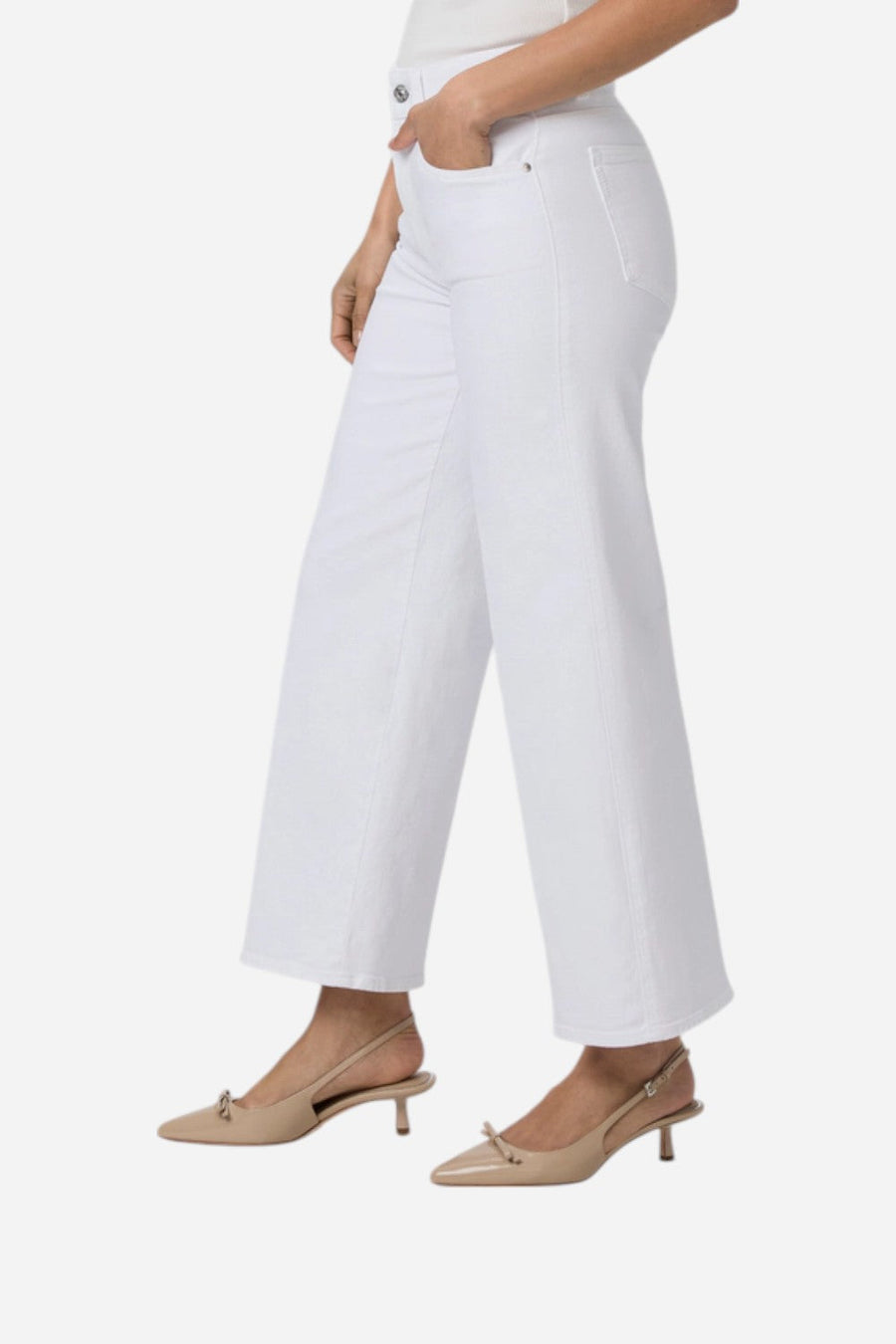 Paige Sasha Ankle Wide Leg Jeans in Crisp White – back view