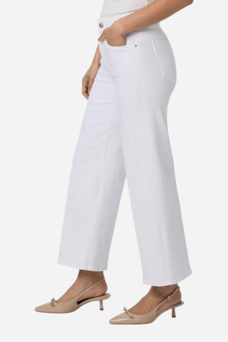 Paige Sasha Ankle Wide Leg Jeans in Crisp White – side view