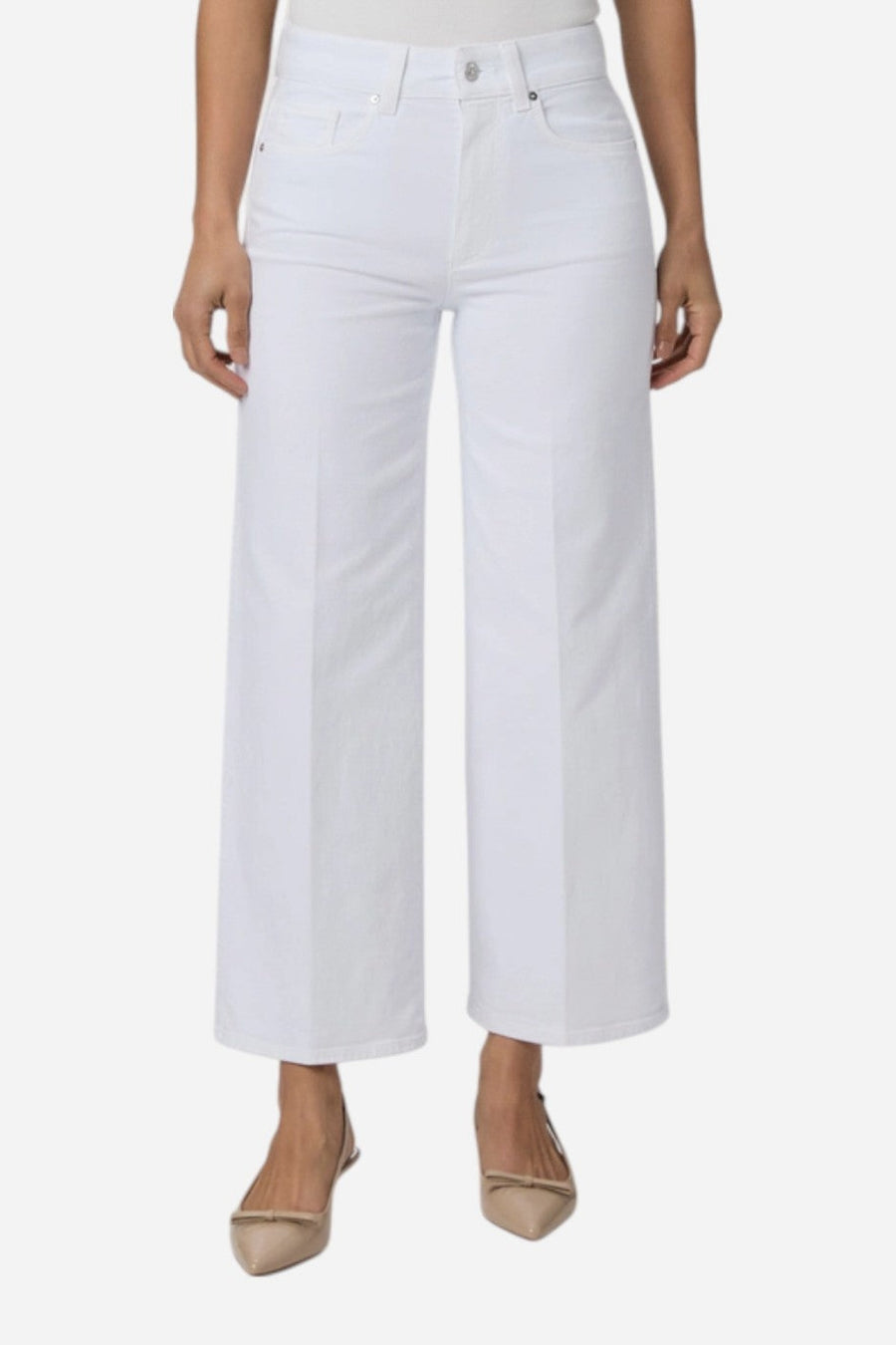 Paige Sasha Ankle Wide Leg Jeans in Crisp White – side view