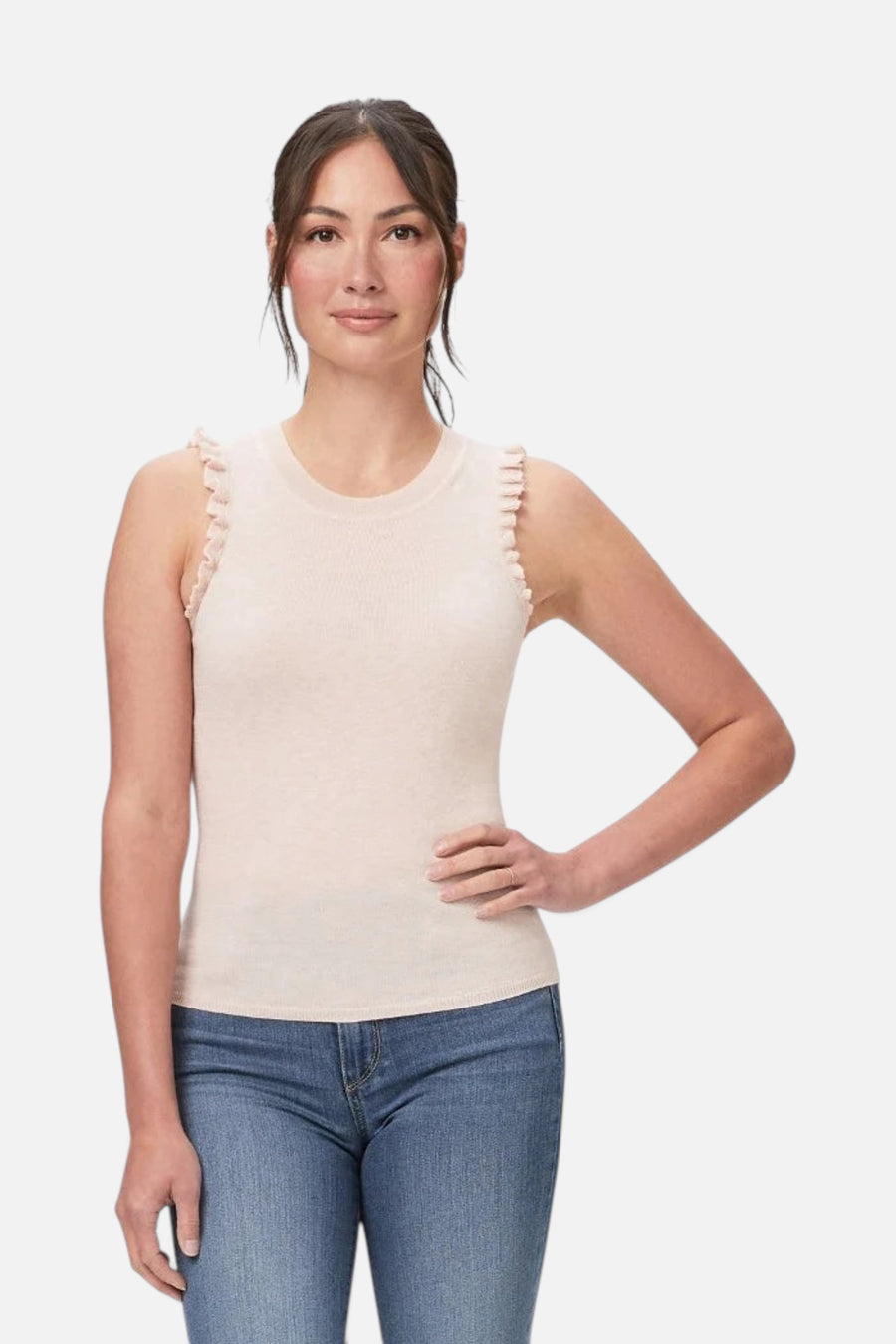PAIGE Somi Sweater Tank in Light Pink Sparkle – front view