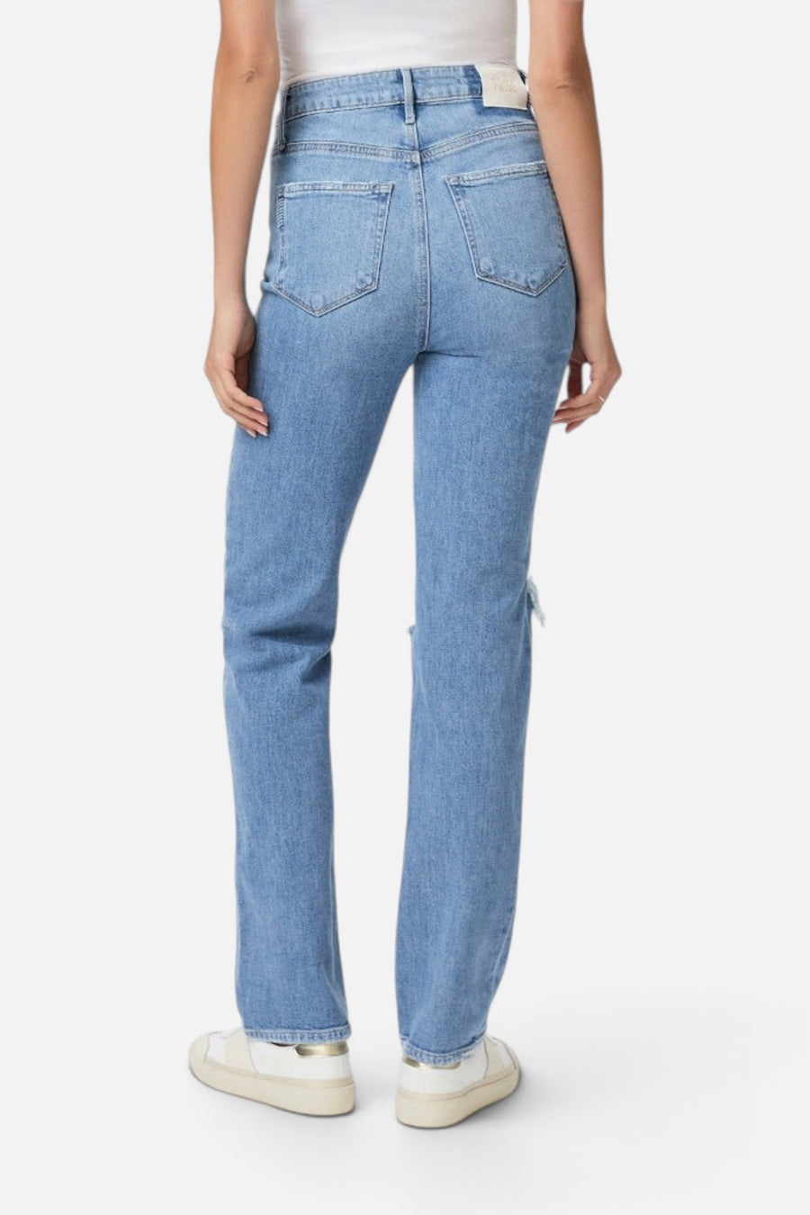 Paige Stella 31" Seamed Beltloops Jean in Azra Destructed – detail