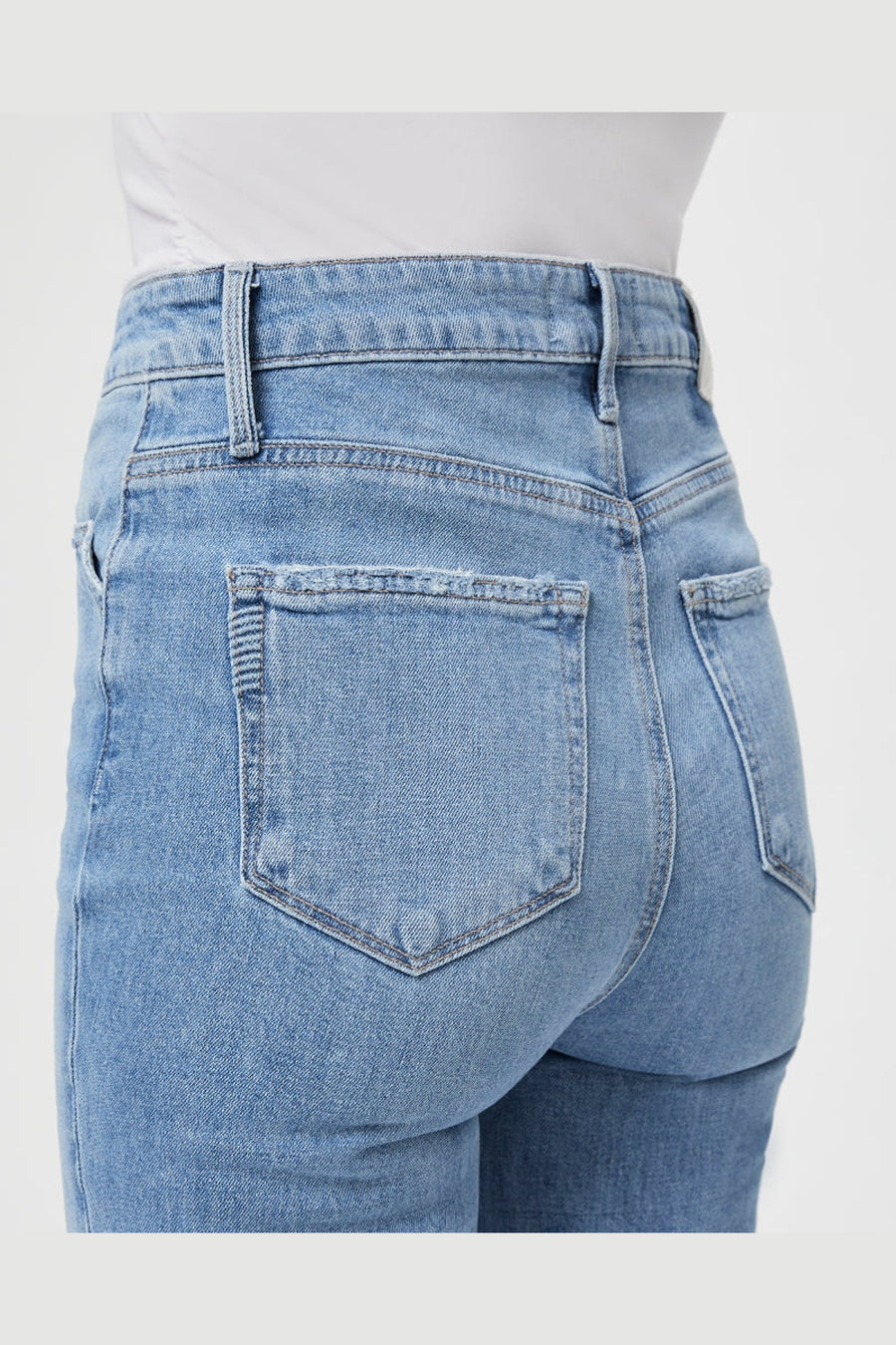 Paige Stella 31" Seamed Beltloops Jean in Azra Destructed – flat lay