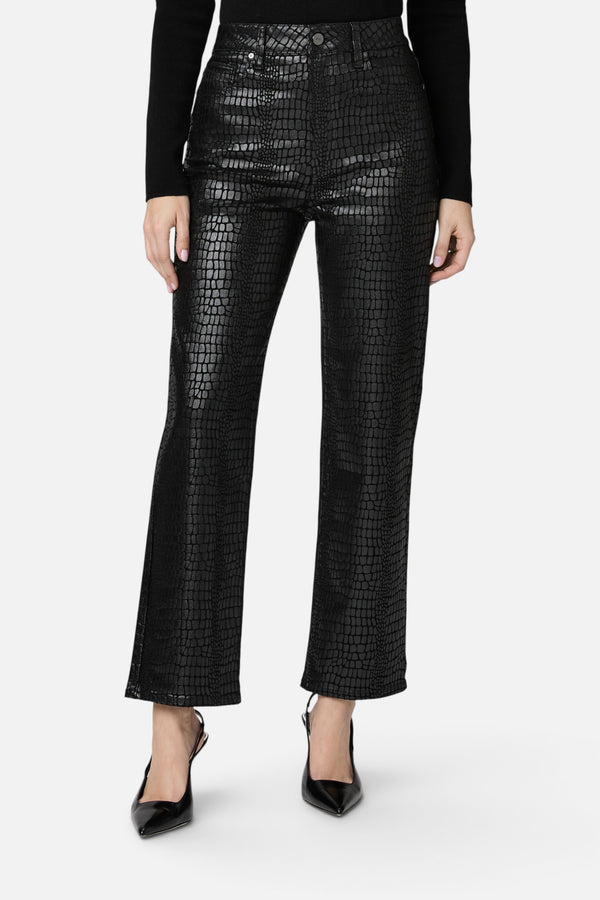 Paige Stevie Ankle Jeans in Black Fog Croc