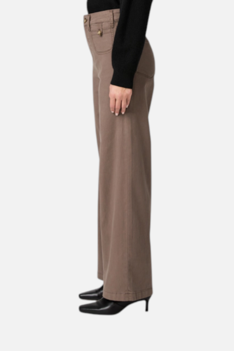 Paige Women's Anessa 31" Wide Leg Jean in Vintage Mushroom – side view