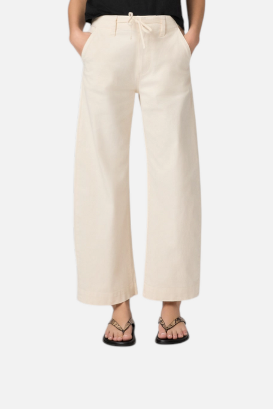 Paige Women's Arellia Ankle Barrel Leg Pant in Quartz Sand – back view