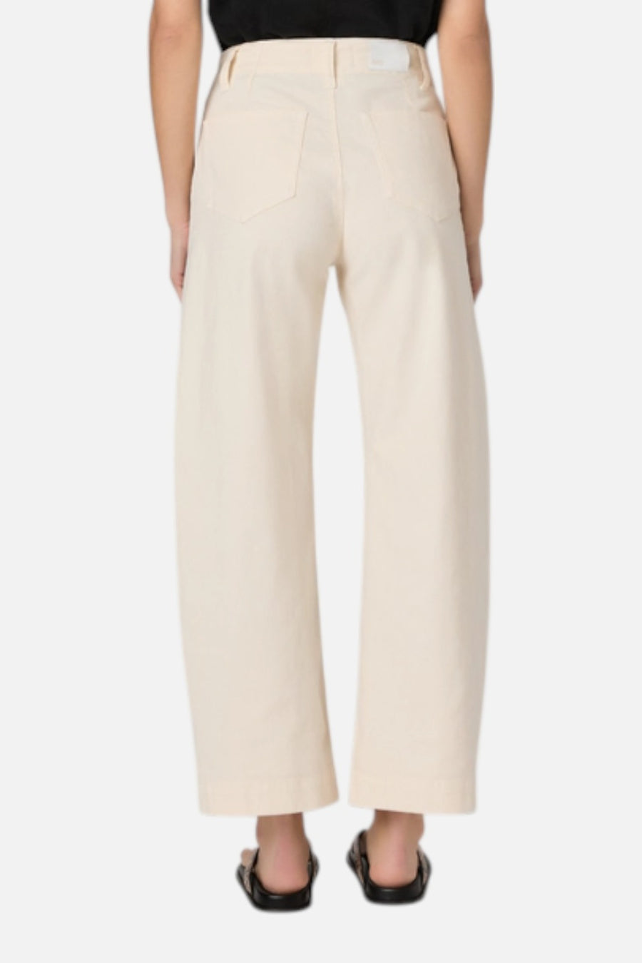 Paige Women's Arellia Ankle Barrel Leg Pant in Quartz Sand – on model