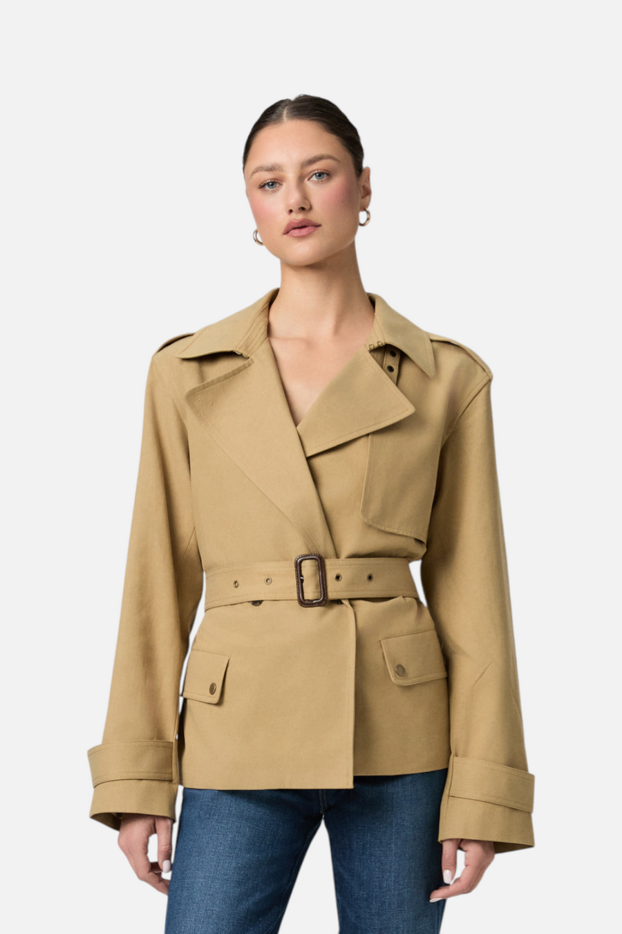 Paige Women's Orsina Jacket in Khaki – front view