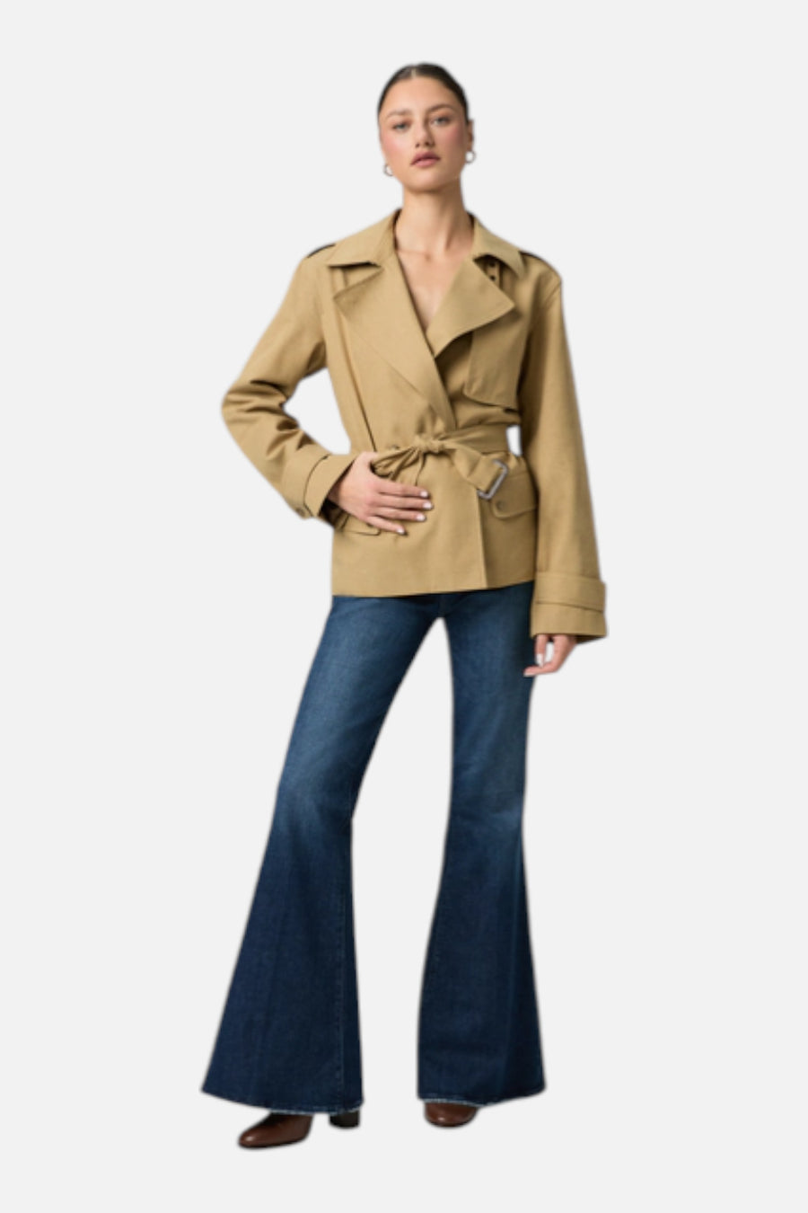 Paige Women's Orsina Jacket in Khaki – on model