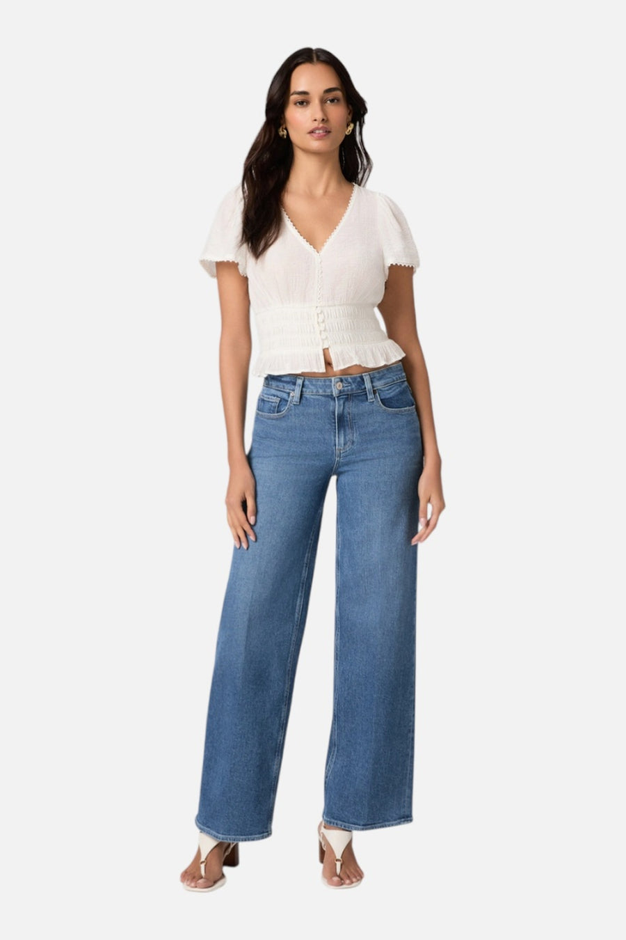 Paige Women's Tatum 32" Wide Leg Jean in Saint Martin – on model