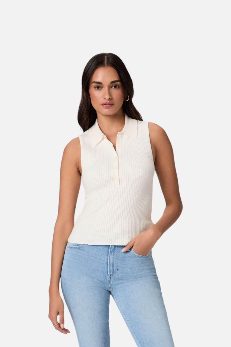 Paige Women's Vesta Top in Ivory – back view