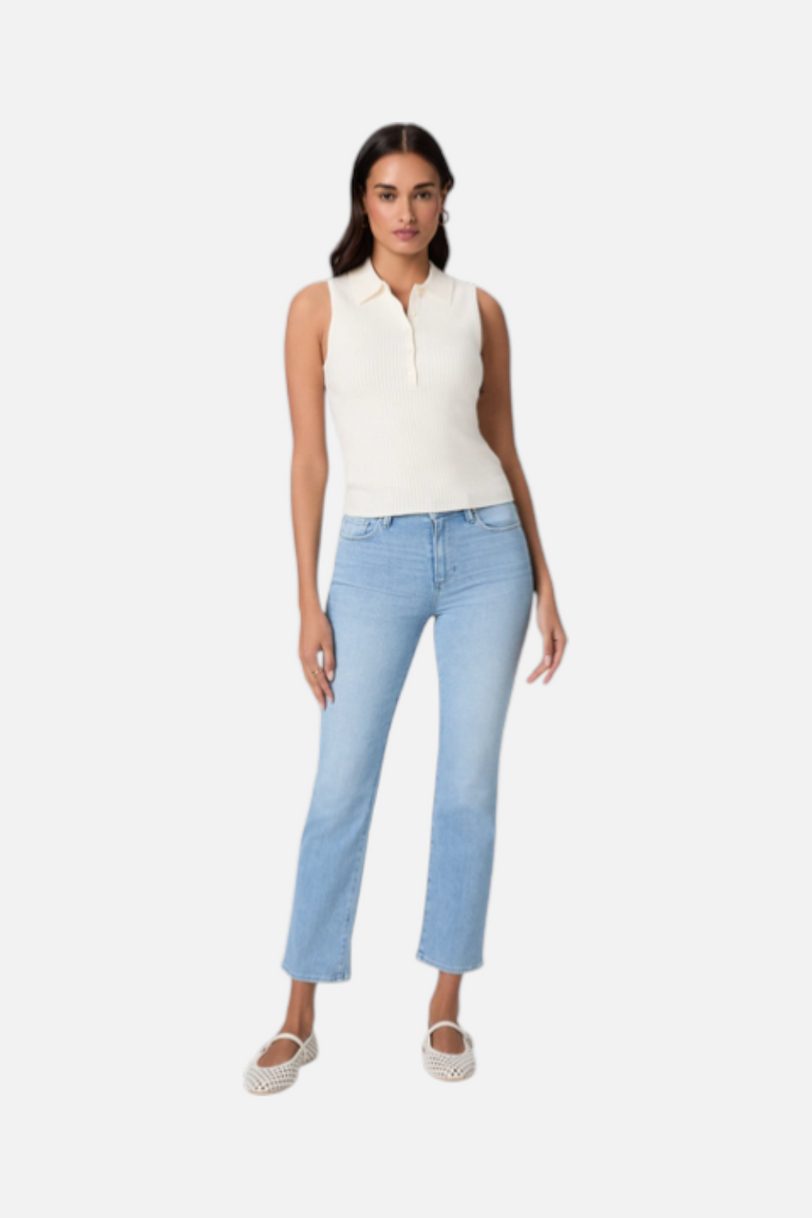 Paige Women's Vesta Top in Ivory – front view