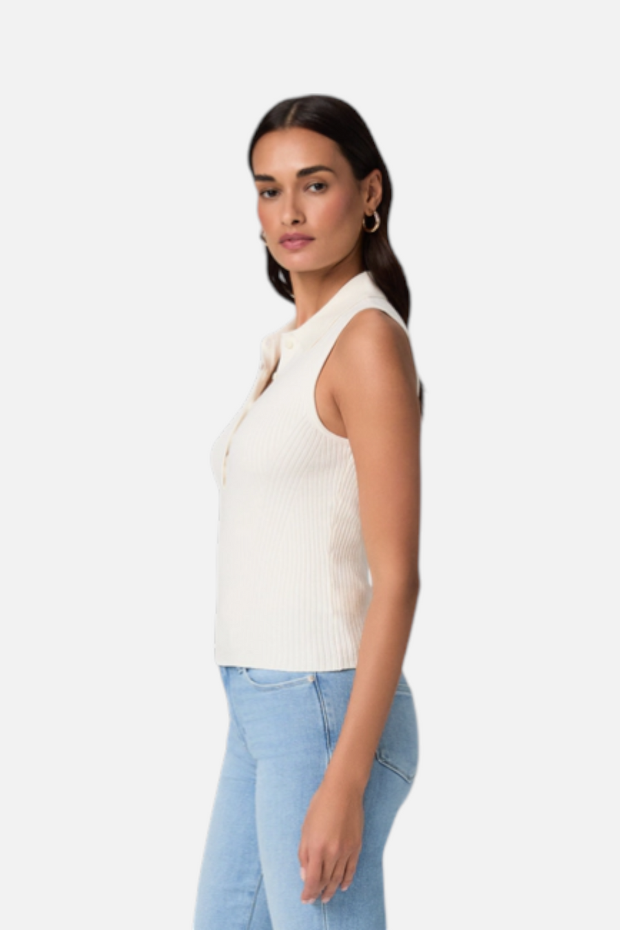 Paige Women's Vesta Top in Ivory – side view