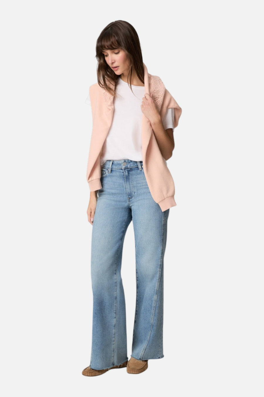 Paige Womne's Anessa 31" Wide Leg Jean in Explorer – on model