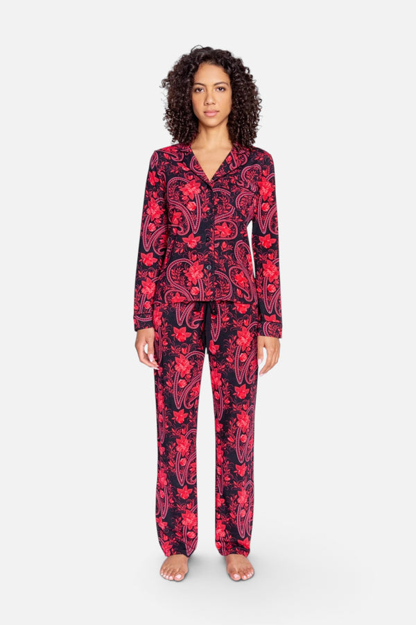 Paisley Nights PJ Set in Black