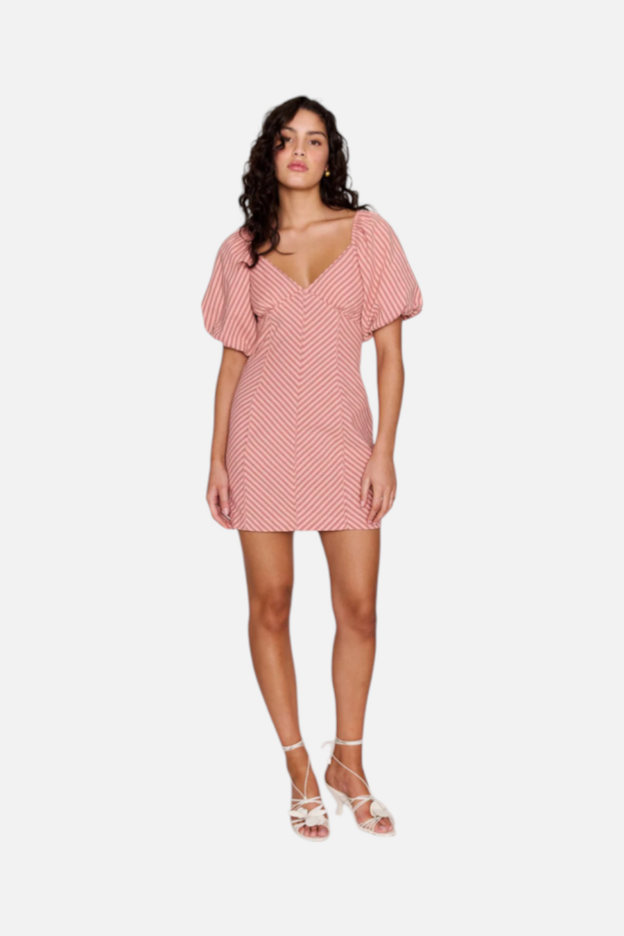 Minkpink Women's Paloma Puff Sleeve Pink Stripe Mini Dress