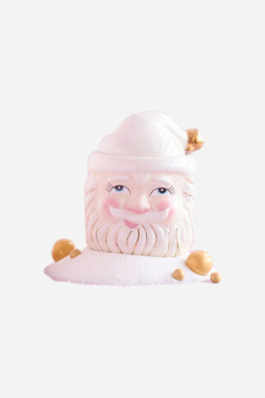 Papa Noel Cream Candy Jar - Open Eyes – front view