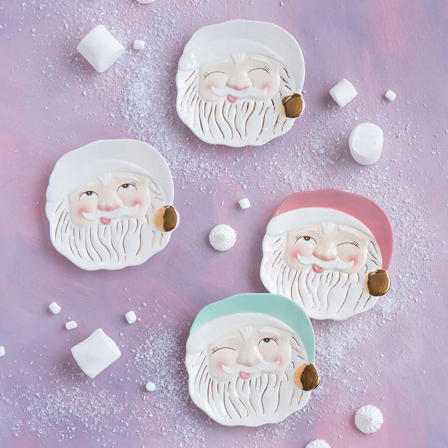 Papa Noel Winking Santa Cookie Plate In Mint – back view