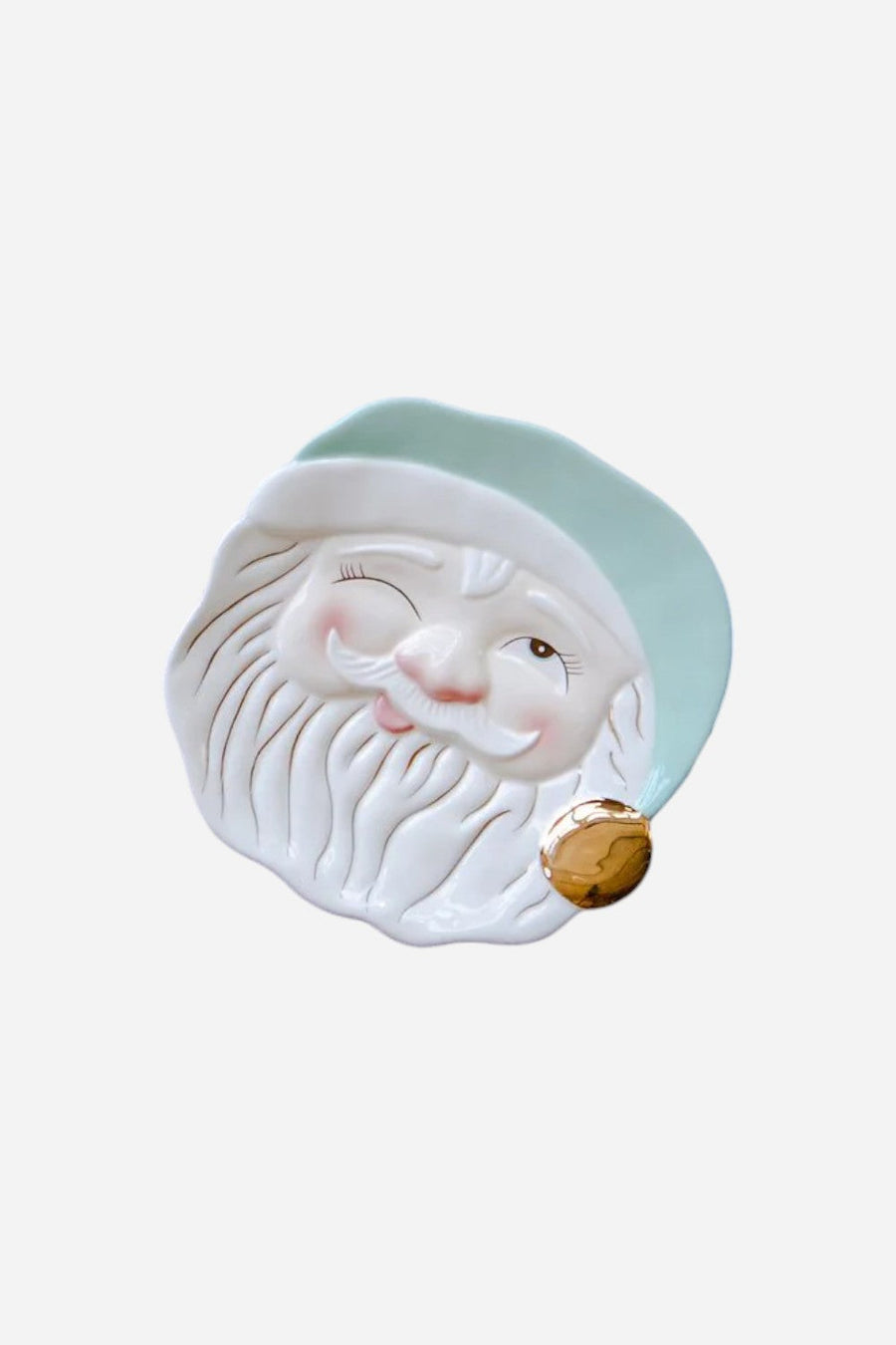 Papa Noel Winking Santa Cookie Plate In Mint – front view